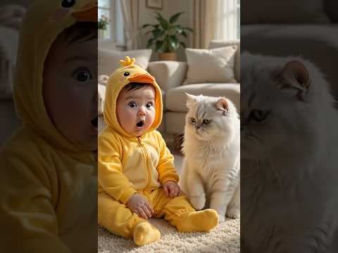 Cute Baby & cute Cat 🙀 #Shorts #viral #ai #aishorts