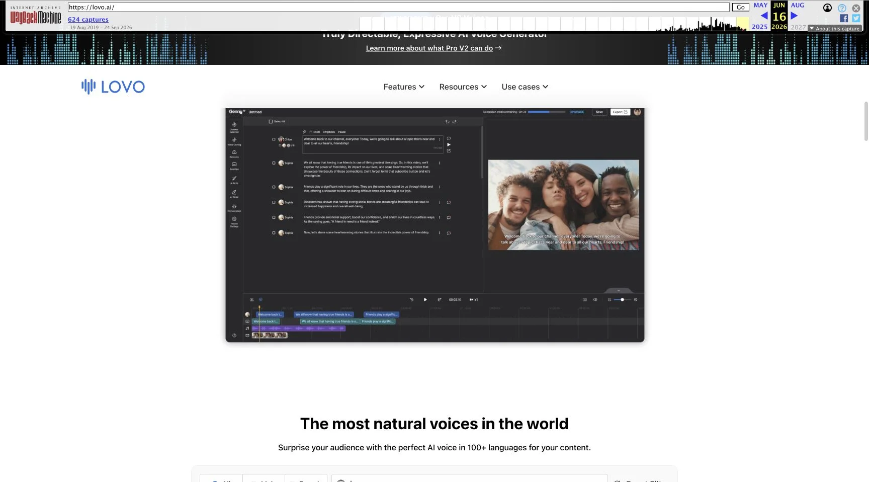 Archived Genny demonstration with script blocks, video preview and timeline