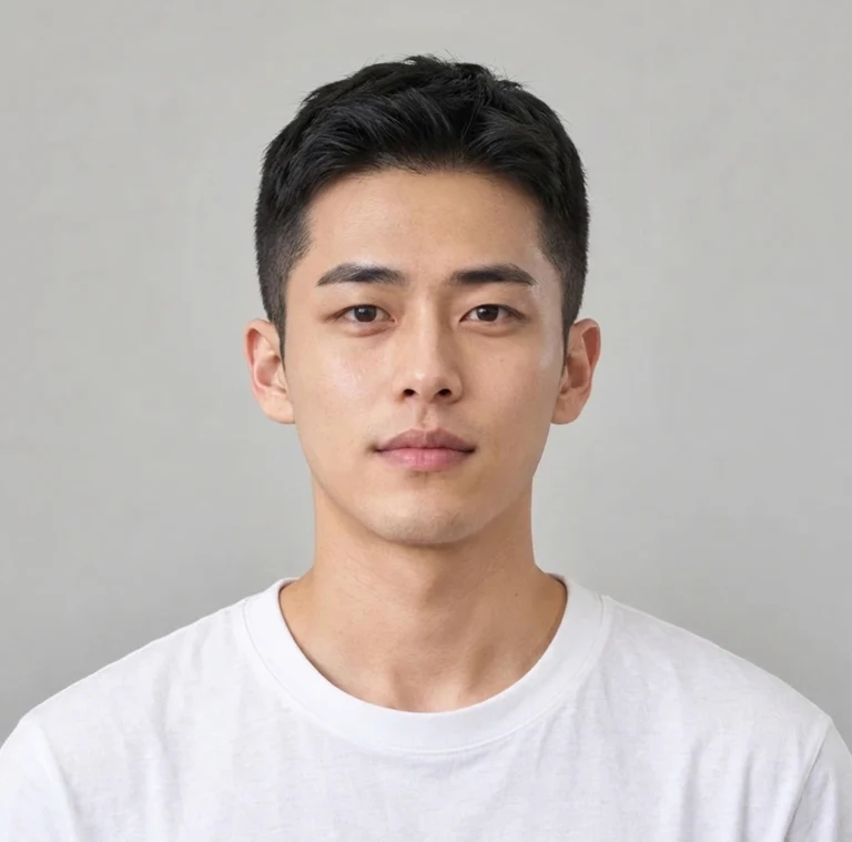 我們的 男性 範例模特兒示範 美式平頭