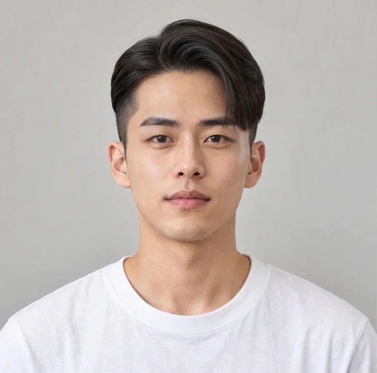 我們的 男性 範例模特兒示範 兩側削短